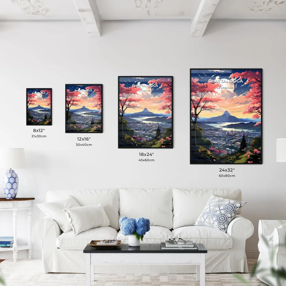 Chattanooga, Tennessee, A Poster of a landscape of a city with a mountain in the background Default Title