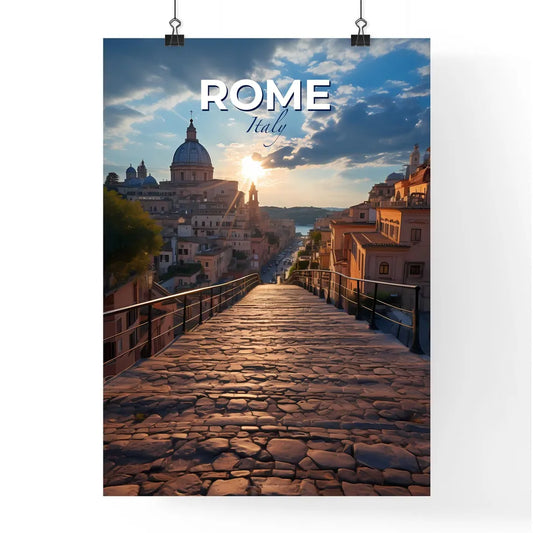 Rome, Italy, A Poster of a stone walkway leading to a city Default Title