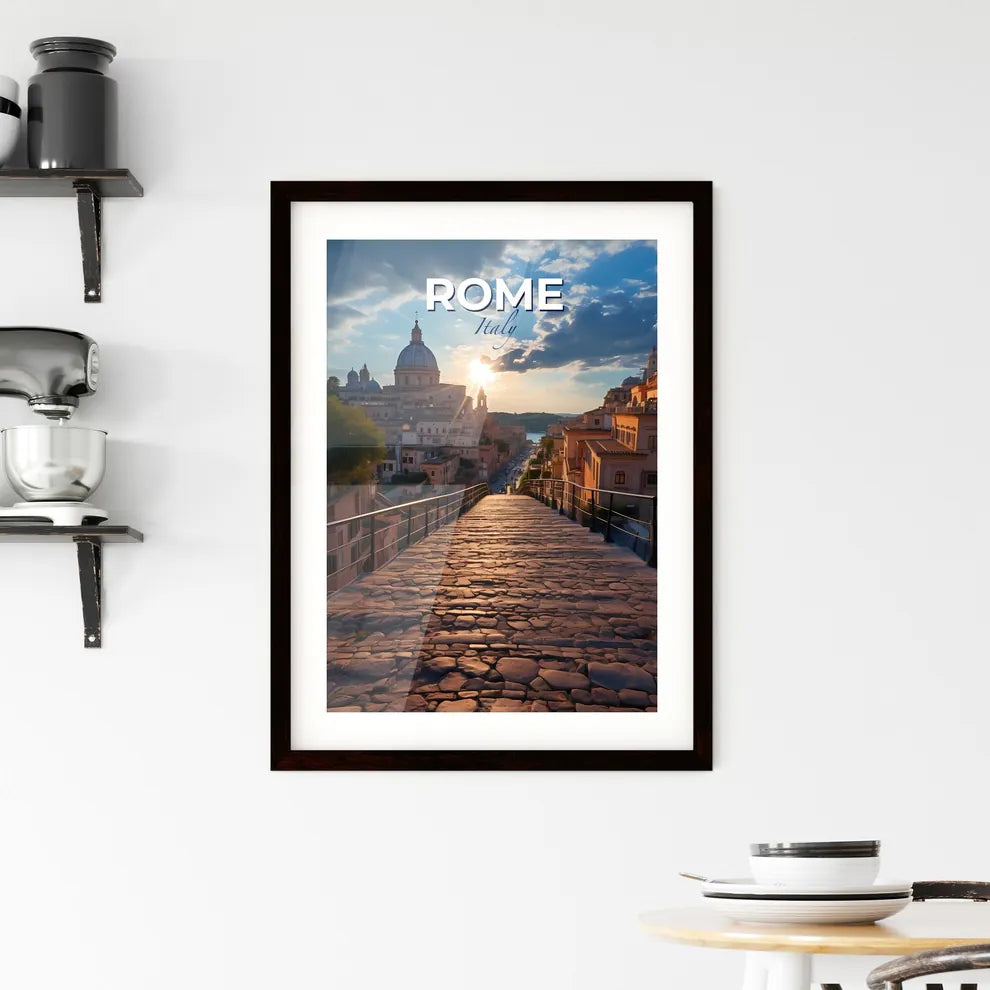 Rome, Italy, A Poster of a stone walkway leading to a city Default Title