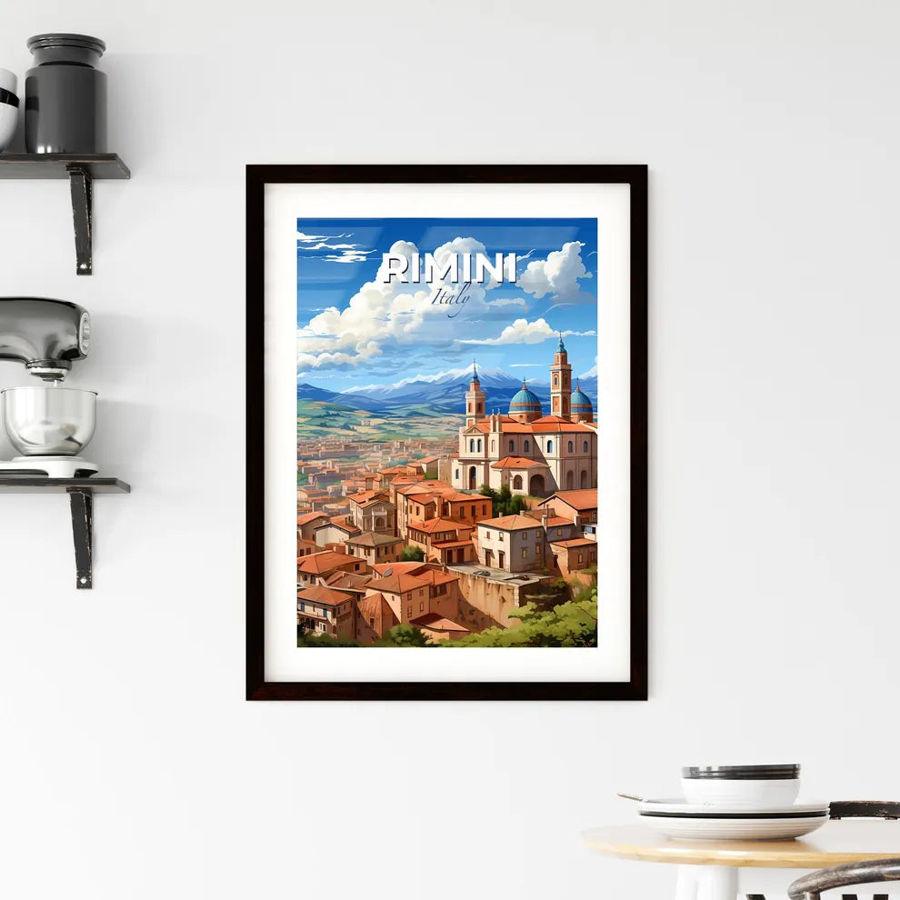 Rimini, Italy, A Poster of a building with towers and a city in the background Default Title