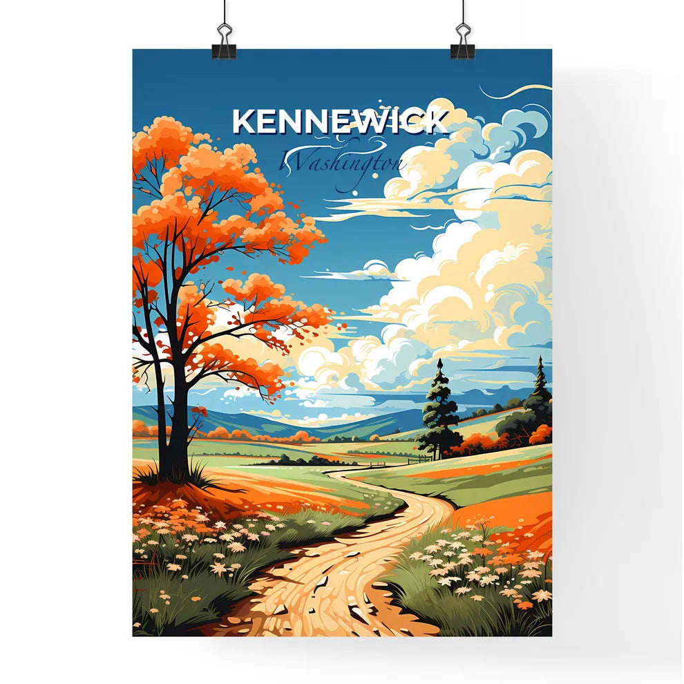 Kennewick, Washington, A Poster of a landscape with a road and trees Default Title
