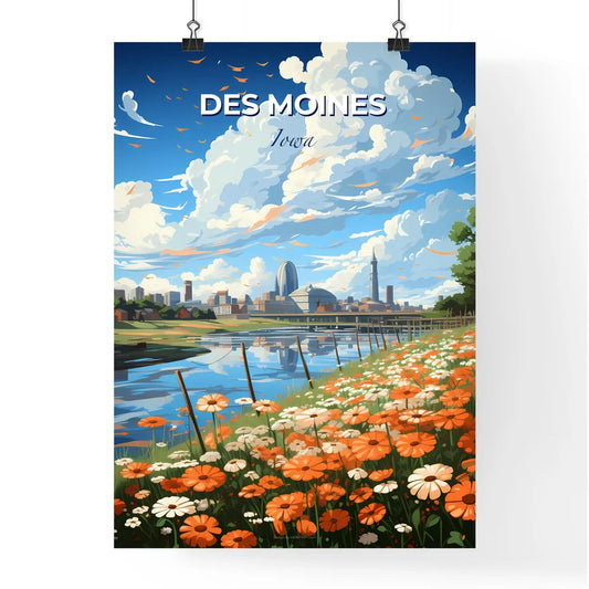 Des Moines, Iowa, A Poster of a flower field by a river Default Title