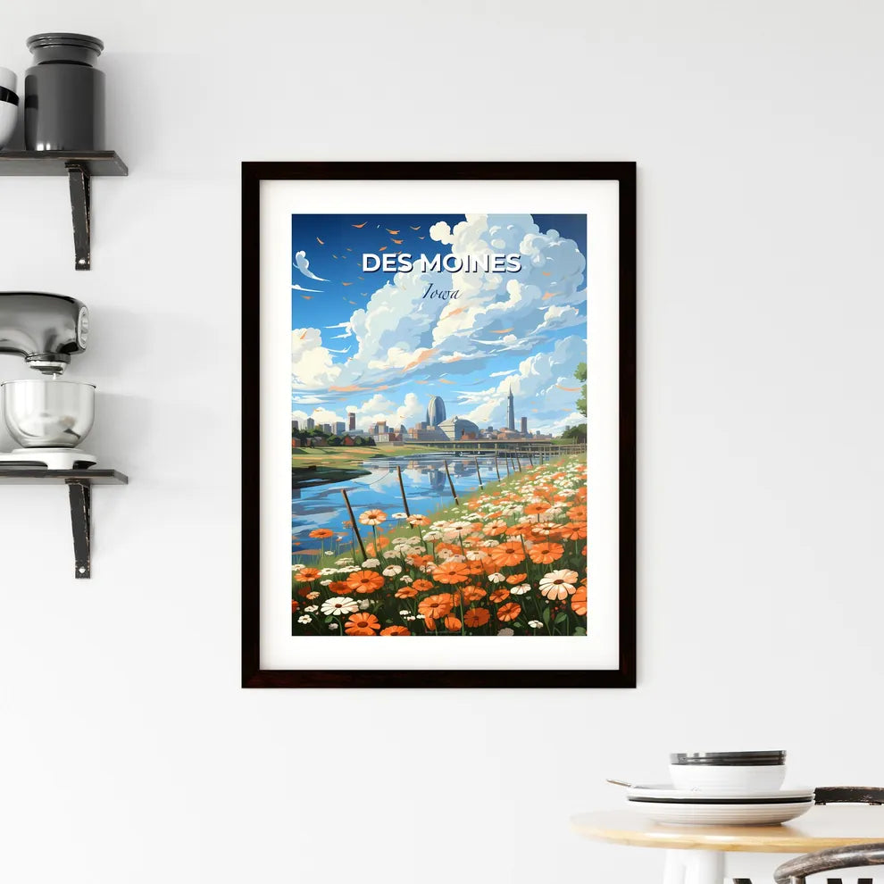 Des Moines, Iowa, A Poster of a flower field by a river Default Title