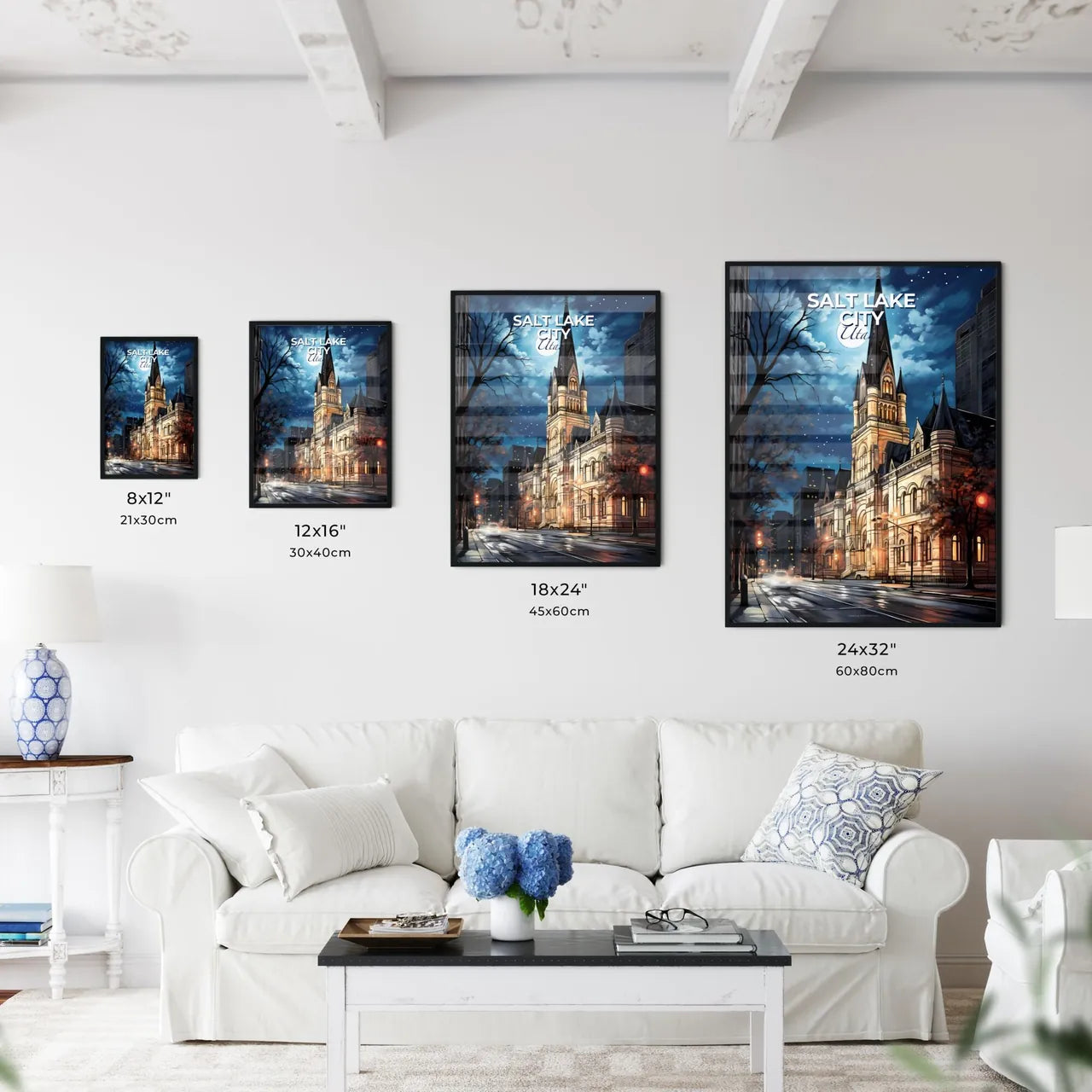 Salt Lake City, Utah, A Poster of a building with a steeple and trees on a street Default Title