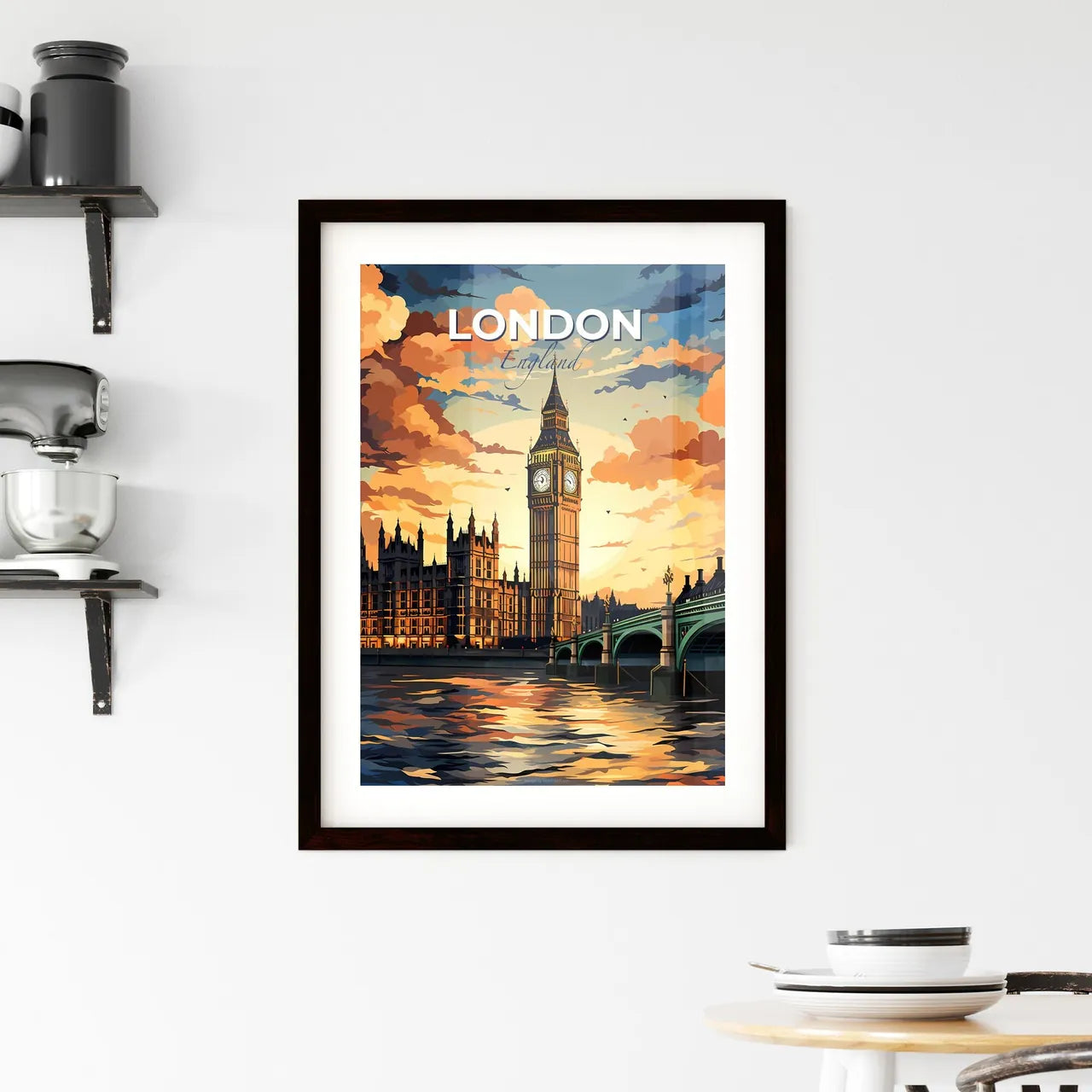 London, England, A Poster of a clock tower in front of a river Default Title