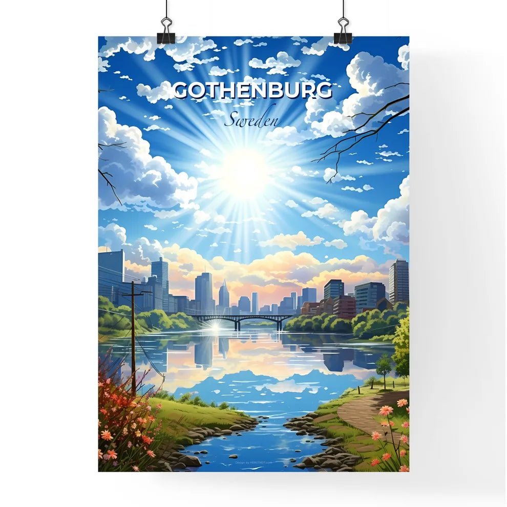 Gothenburg, Sweden, A Poster of a river with a bridge and a city in the background Default Title