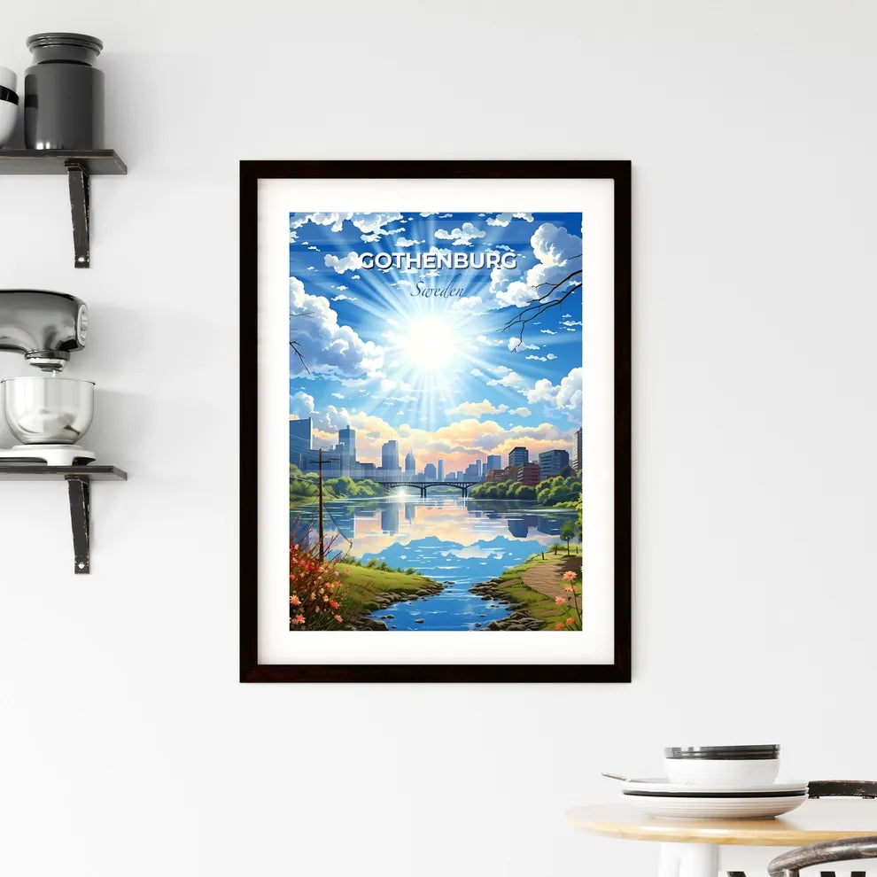 Gothenburg, Sweden, A Poster of a river with a bridge and a city in the background Default Title