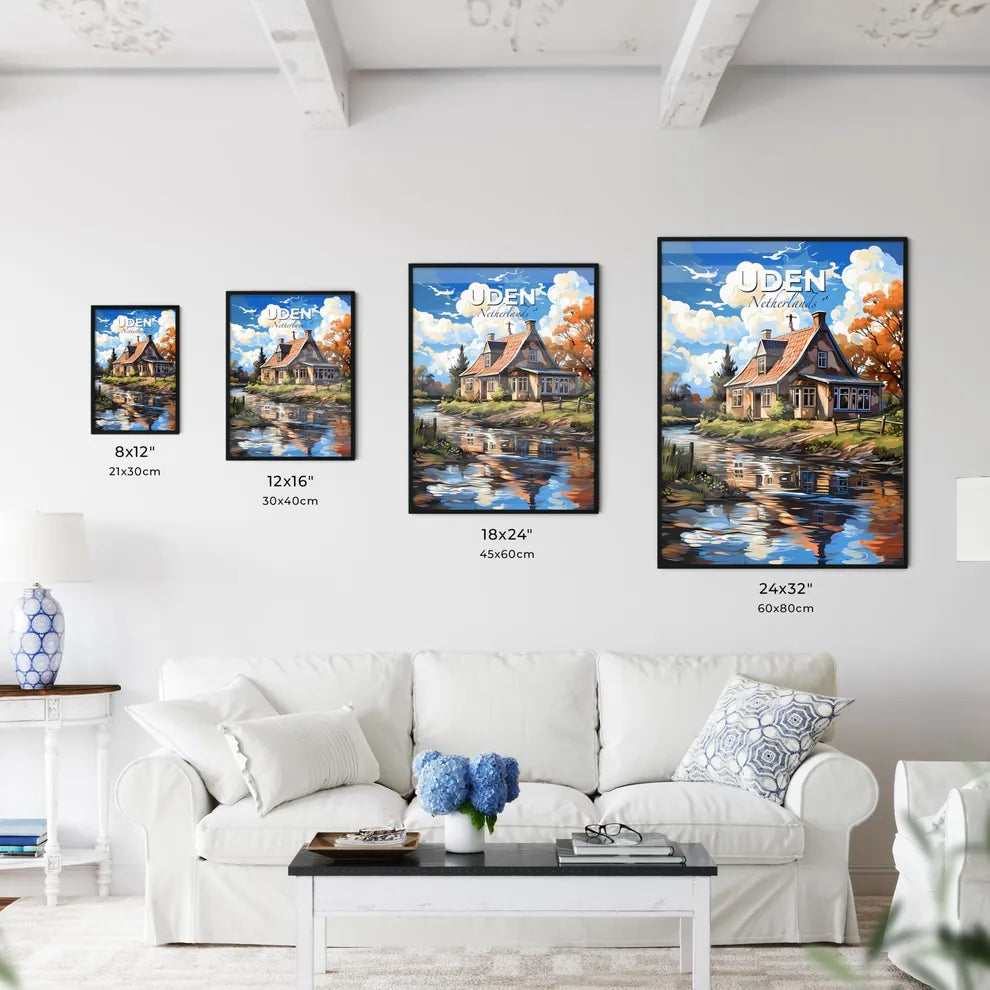 Uden, Netherlands, A Poster of a house by a river Default Title