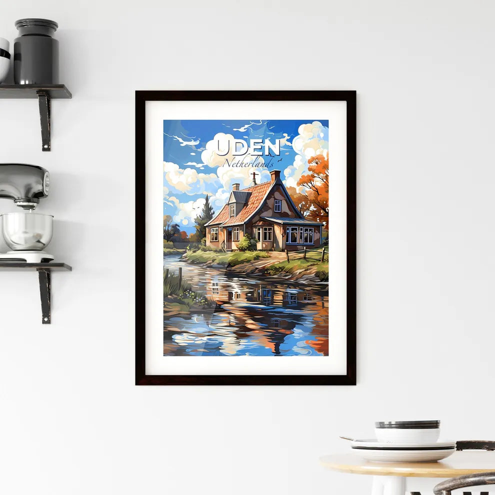 Uden, Netherlands, A Poster of a house by a river Default Title