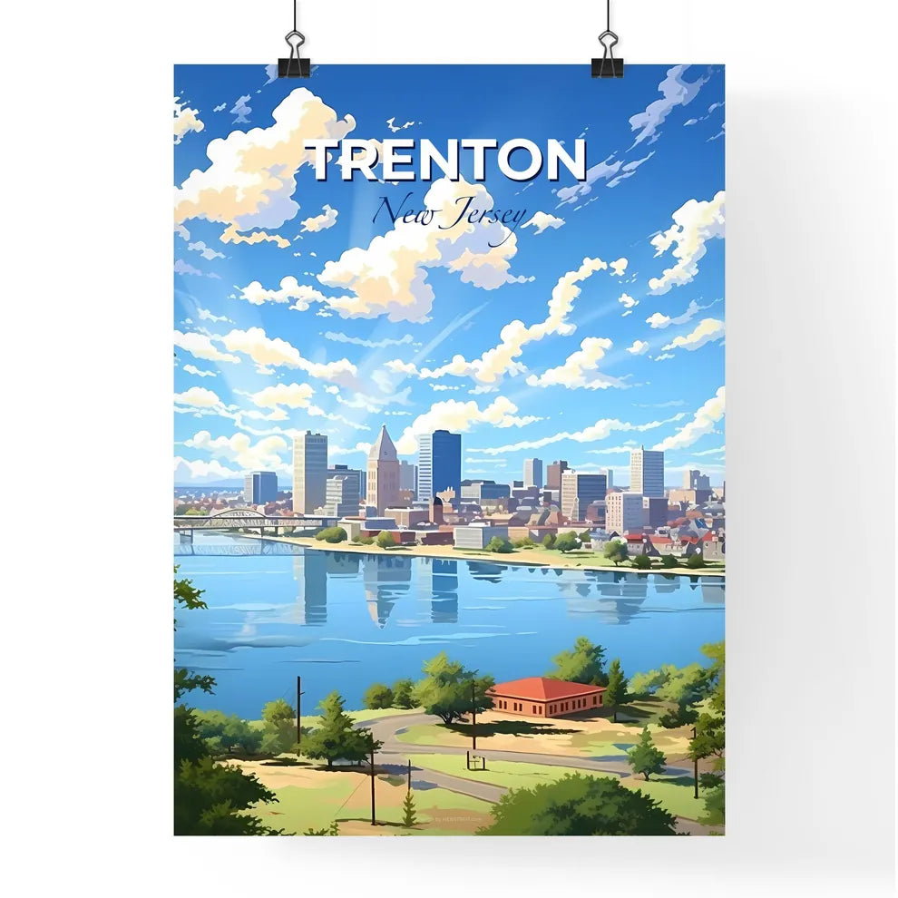 Trenton, New Jersey, A Poster of a cityscape with a bridge over a body of water Default Title