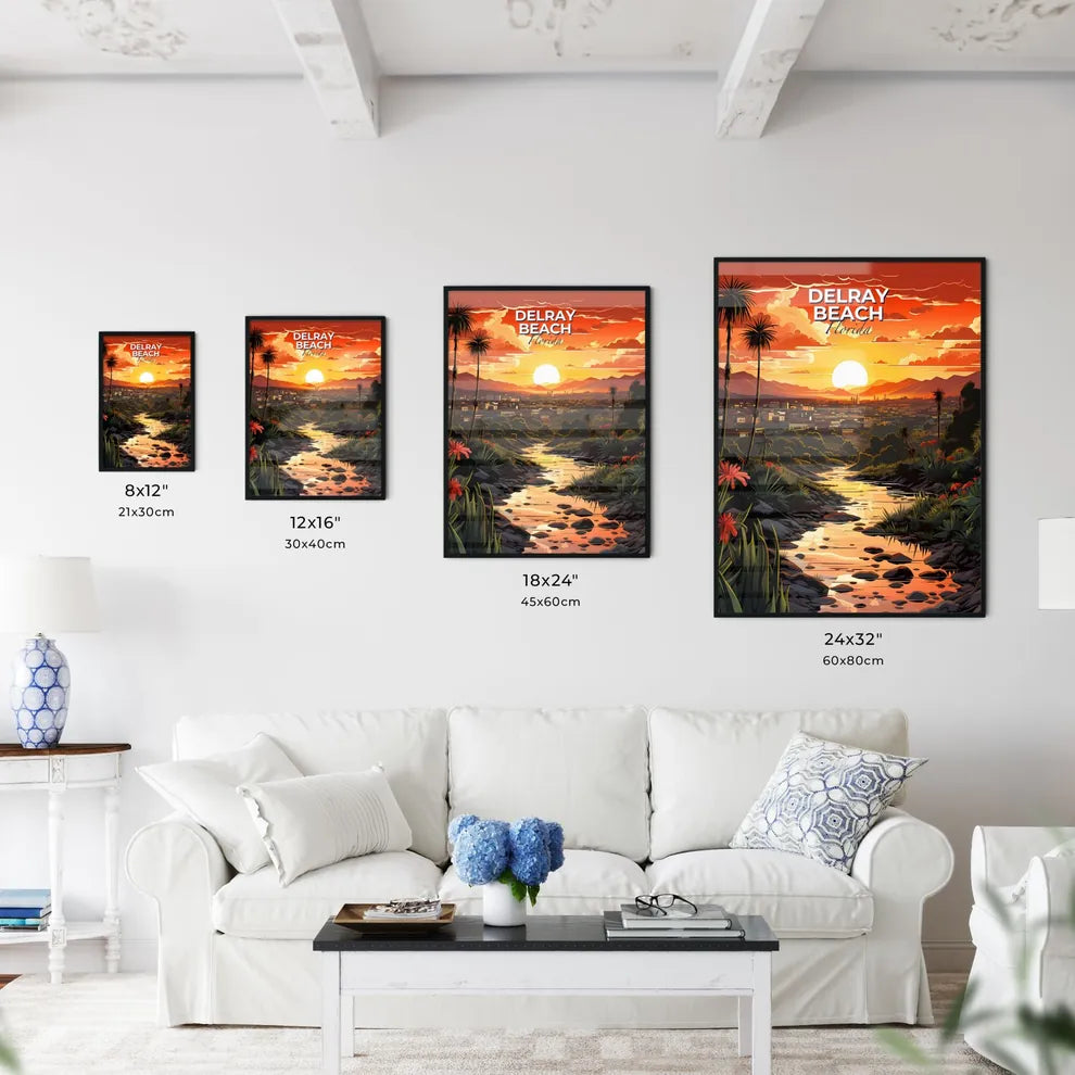 Delray Beach, Florida, A Poster of a river running through a valley with a city in the background Default Title