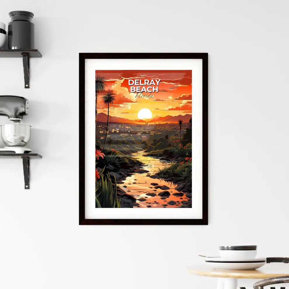 Delray Beach, Florida, A Poster of a river running through a valley with a city in the background Default Title