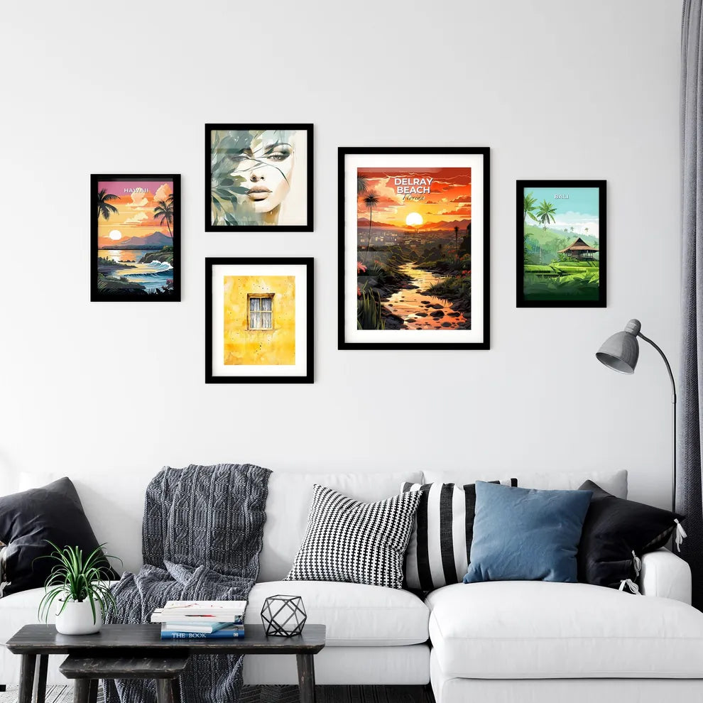 Delray Beach, Florida, A Poster of a river running through a valley with a city in the background Default Title