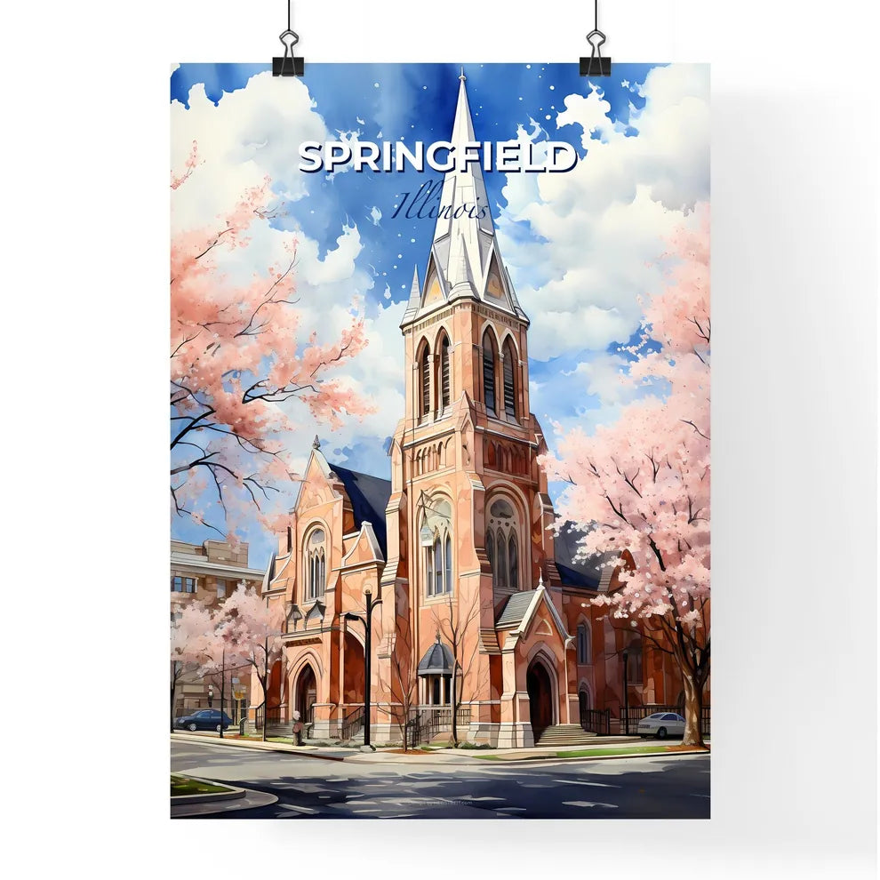 Springfield, Illinois, A Poster of a church with trees in the background Default Title
