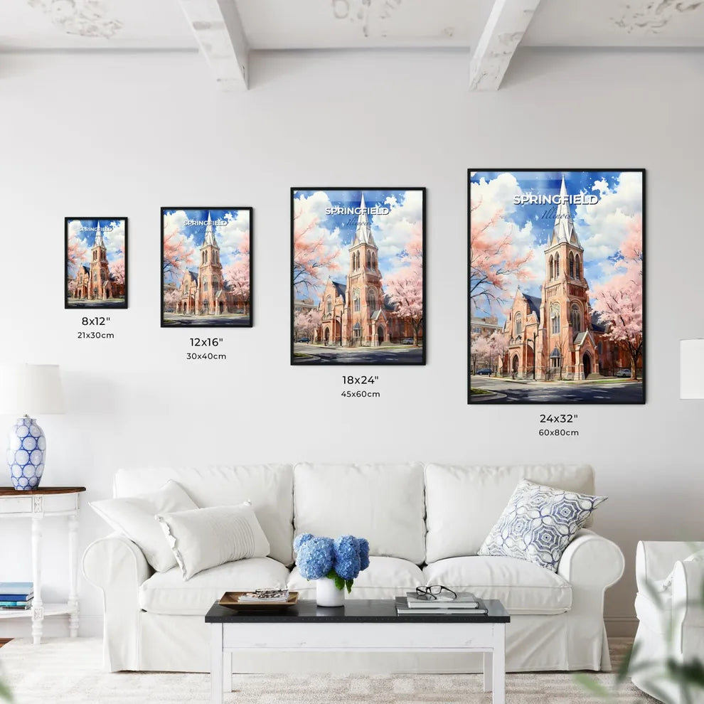 Springfield, Illinois, A Poster of a church with trees in the background Default Title