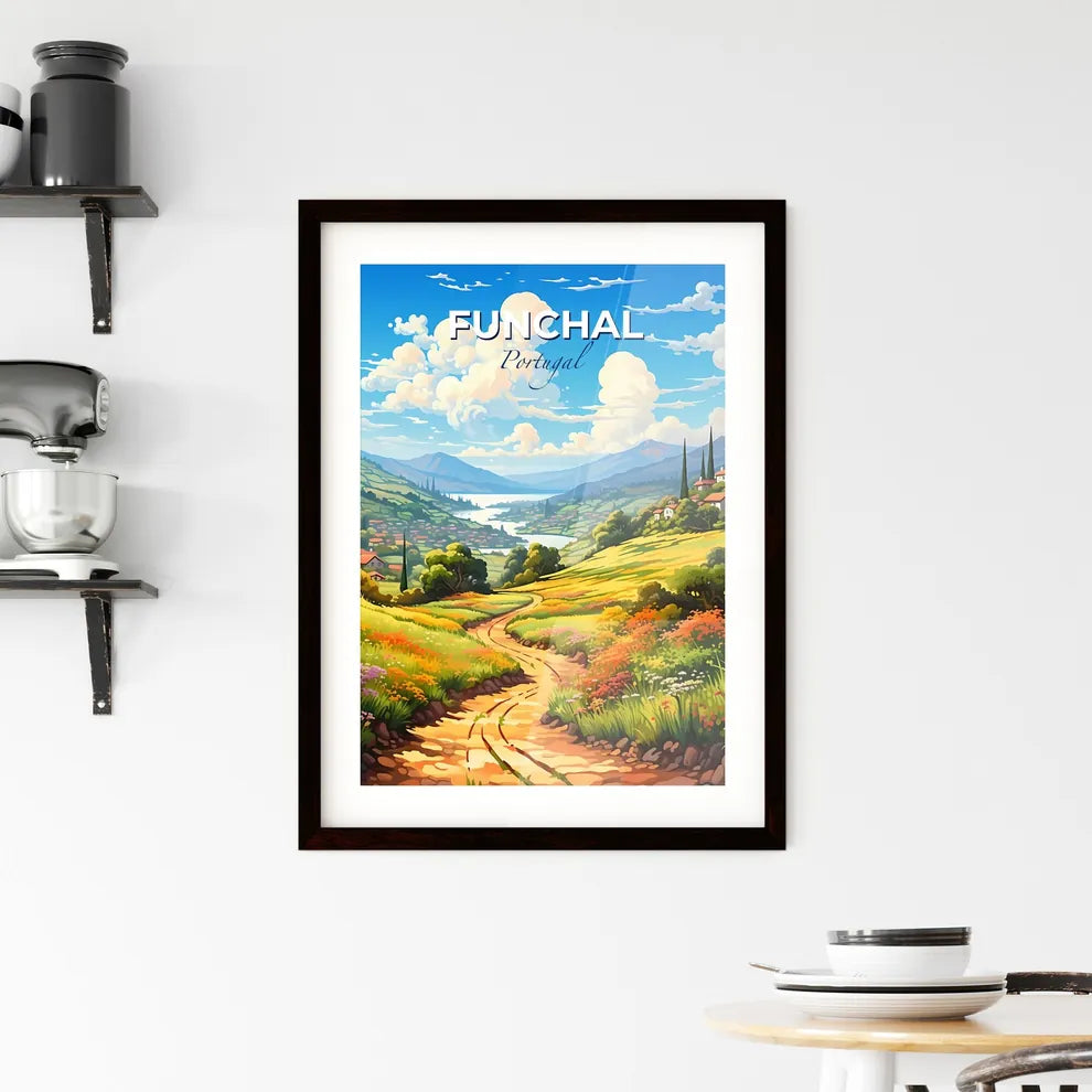 Funchal, Portugal, A Poster of a landscape with a road and a river Default Title