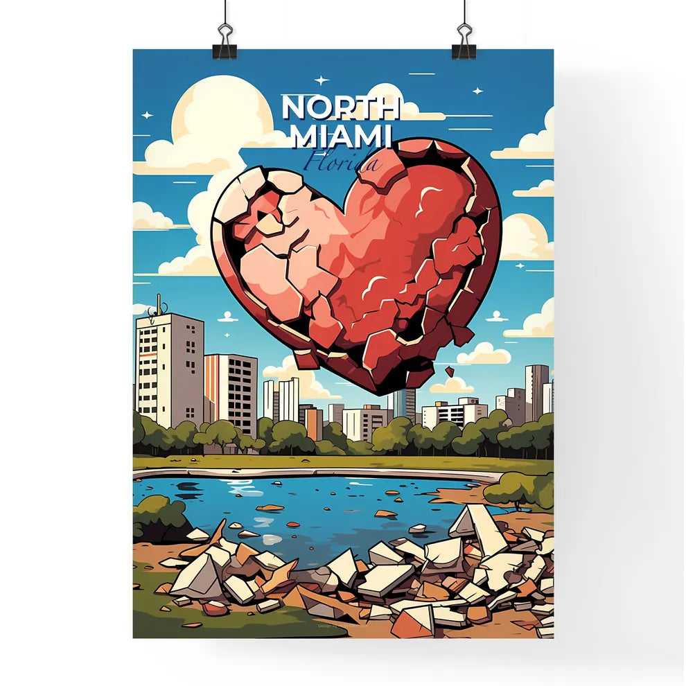 North Miami, Florida, A Poster of a heart shaped stone with a hole in the middle of a lake Default Title