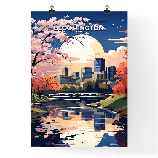 Bloomington, Illinois, A Poster of a river with trees and a city in the background Default Title