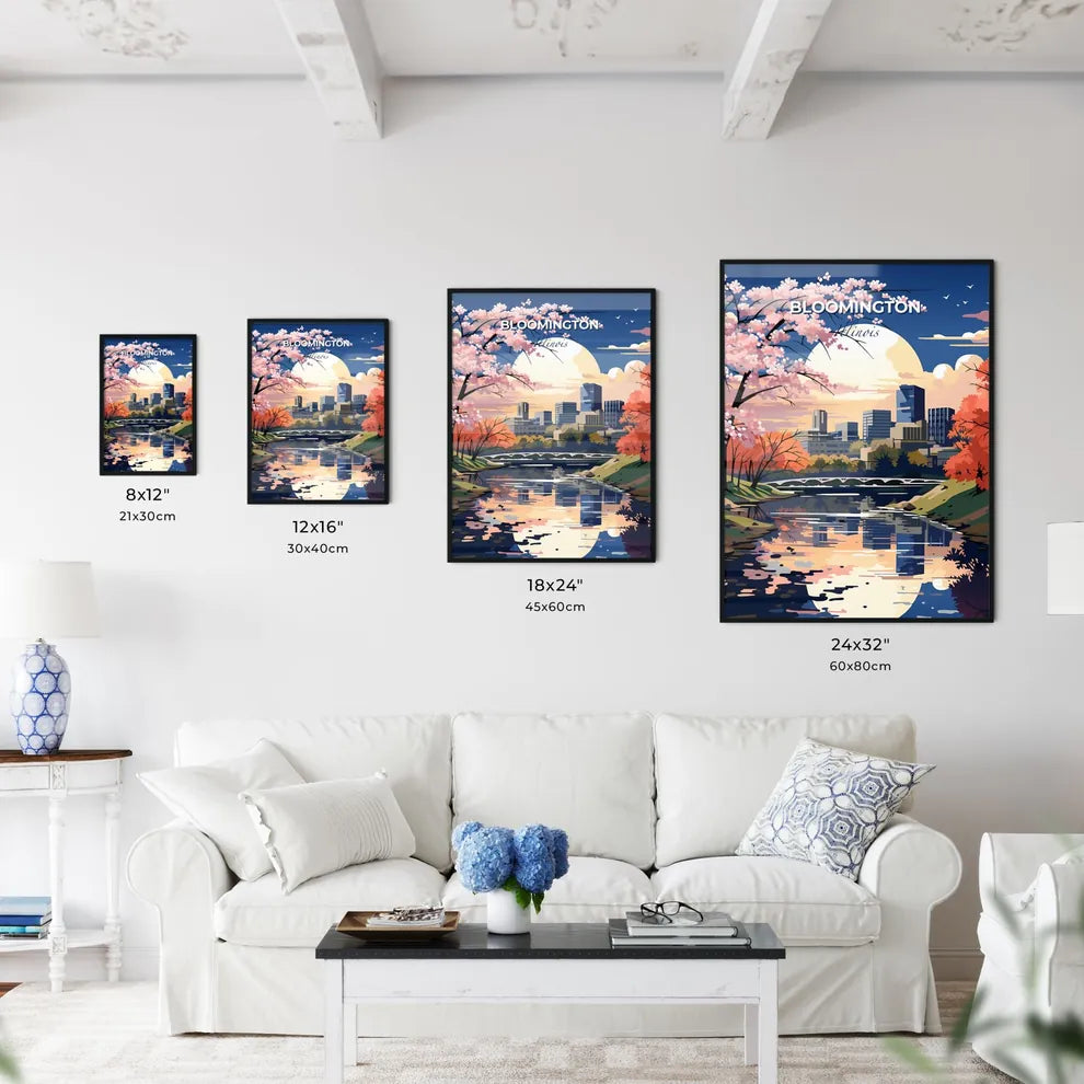 Bloomington, Illinois, A Poster of a river with trees and a city in the background Default Title
