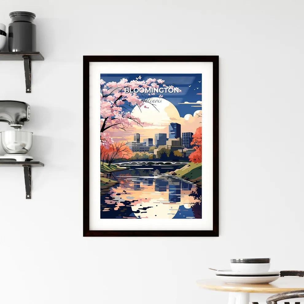 Bloomington, Illinois, A Poster of a river with trees and a city in the background Default Title