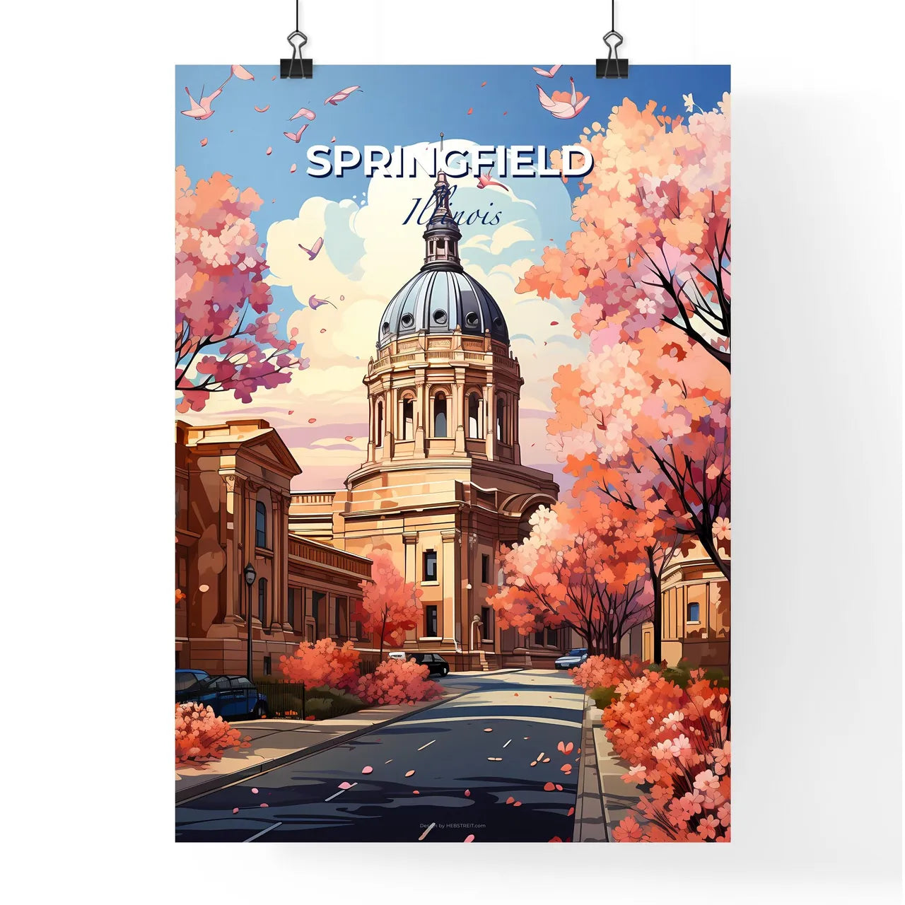 Springfield, Illinois, A Poster of a building with a dome and trees around it Default Title