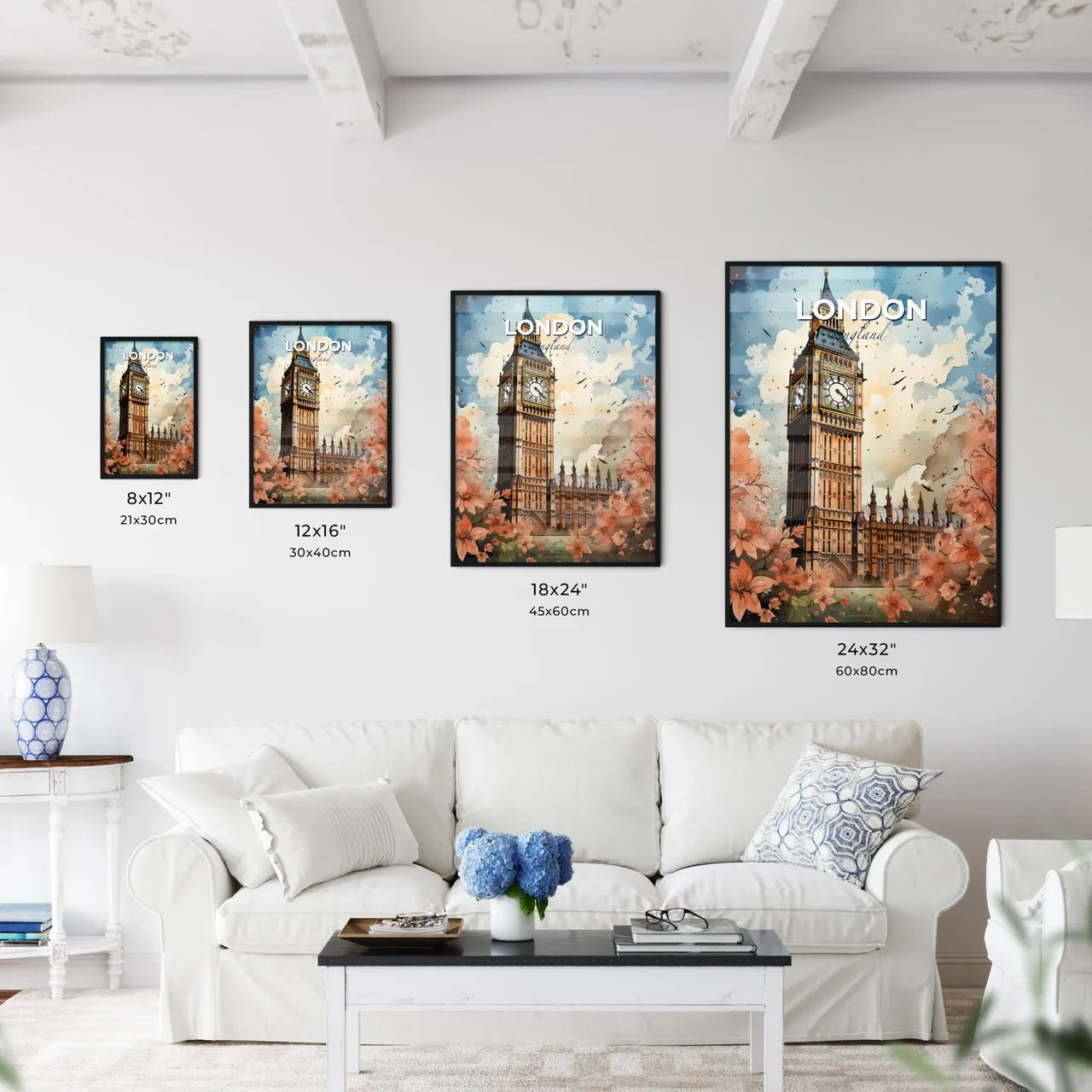 London, England, A Poster of a clock tower with a clock on it Default Title