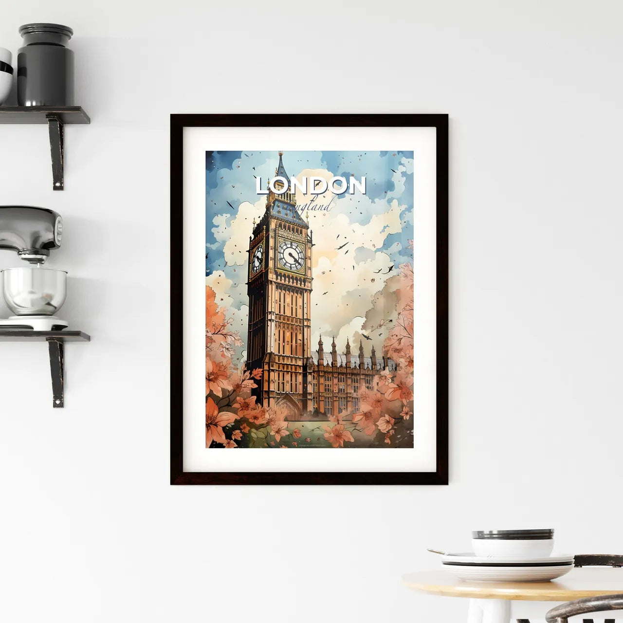 London, England, A Poster of a clock tower with a clock on it Default Title