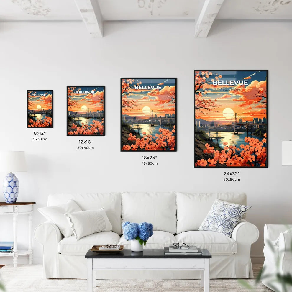 Bellevue, Washington, A Poster of a bridge over a river with a city in the background Default Title