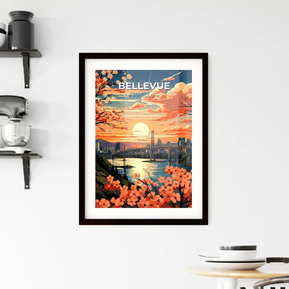 Bellevue, Washington, A Poster of a bridge over a river with a city in the background Default Title