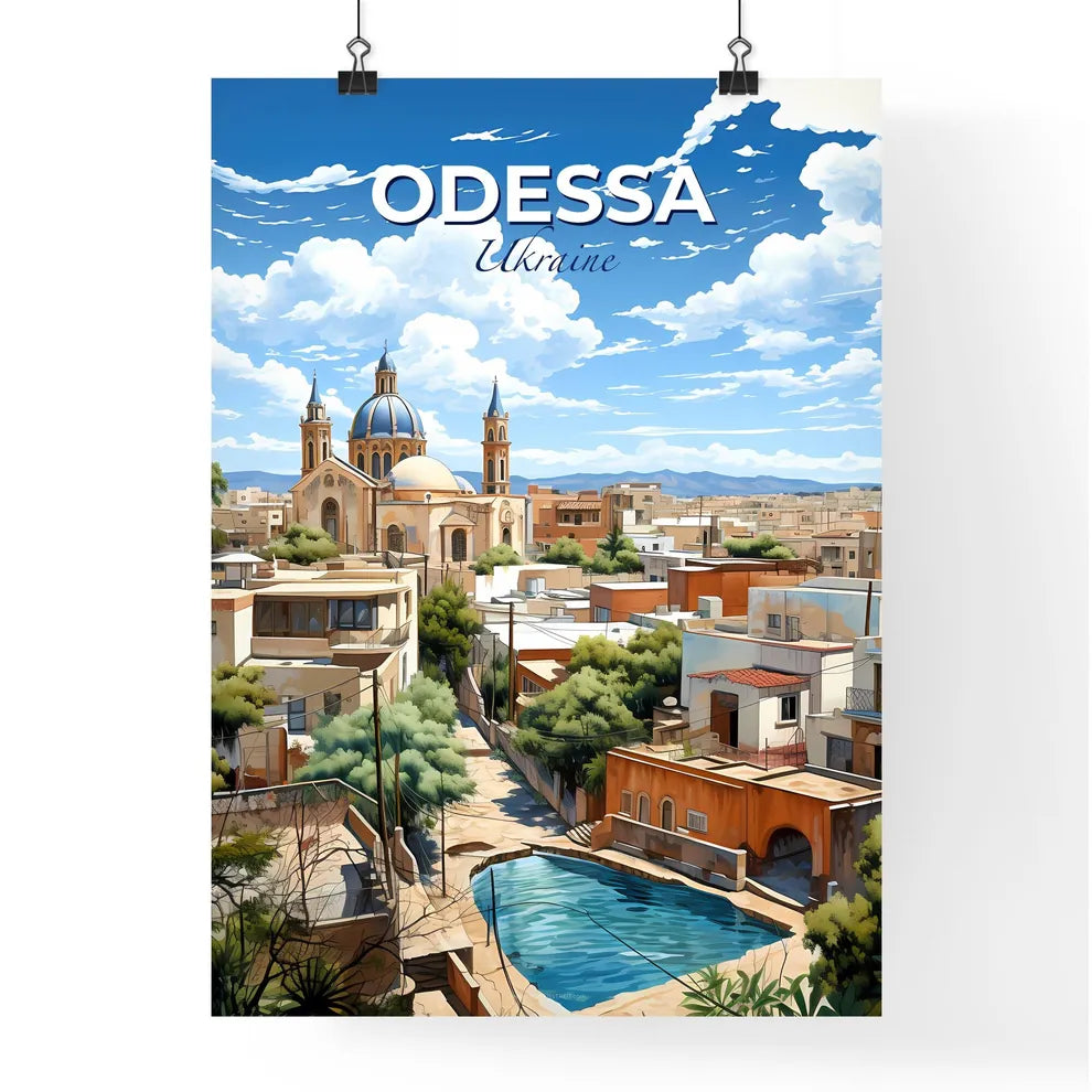 Odessa, Ukraine, A Poster of a city with a pool and buildings Default Title
