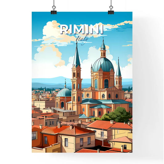 Rimini, Italy, A Poster of a large building with blue domes and a blue roof Default Title