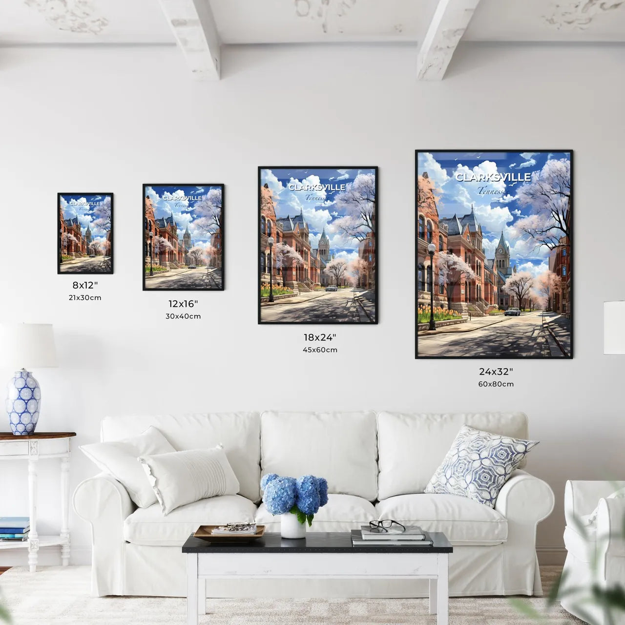 Clarksville, Tennessee, A Poster of a street with buildings and trees Default Title