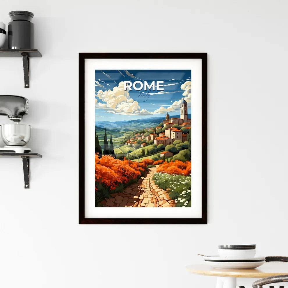 Rome, Italy, A Poster of a stone path leading to a village Default Title