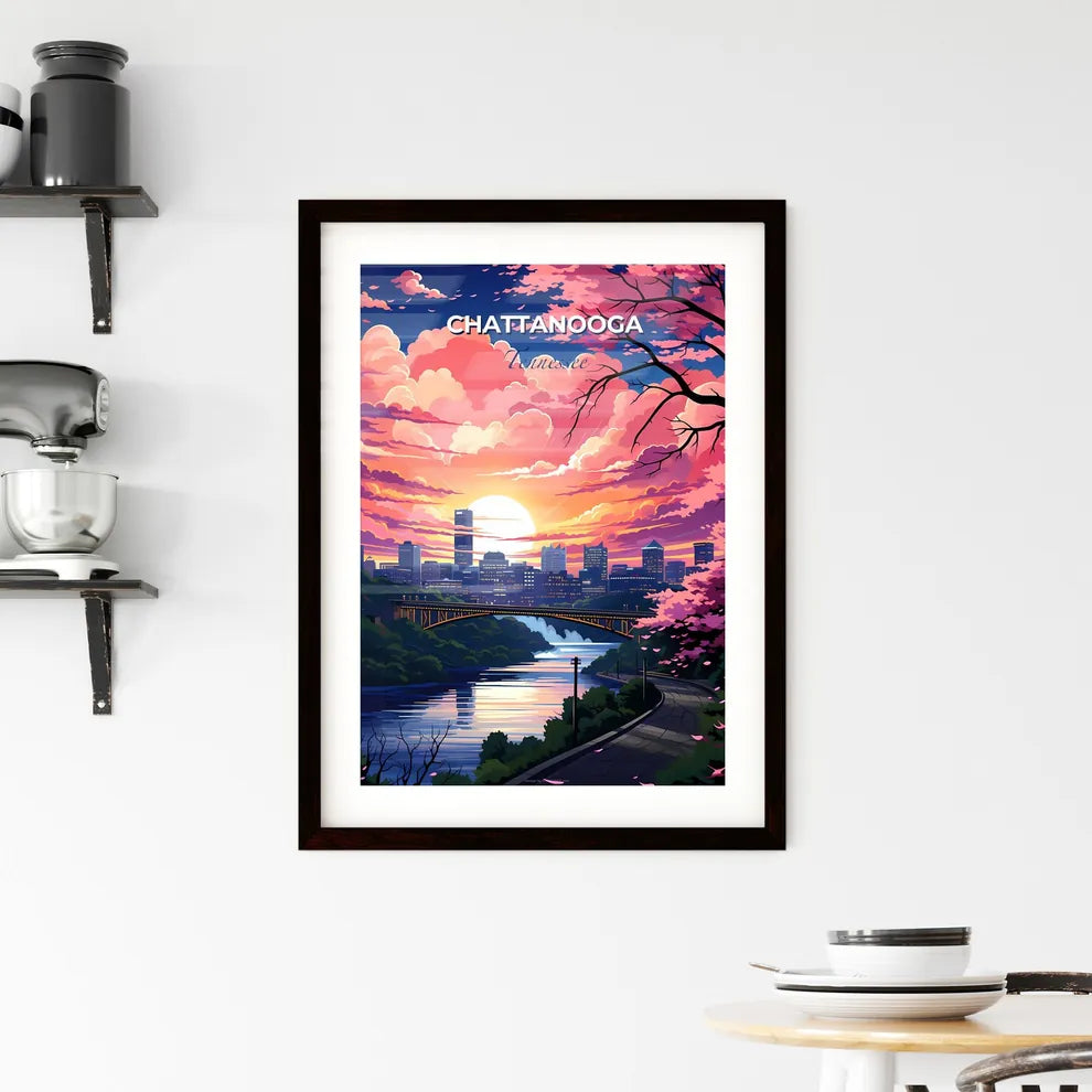 Chattanooga, Tennessee, A Poster of a bridge over a river with trees and a city in the background Default Title