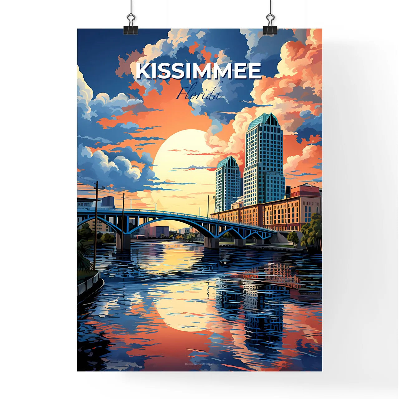 Kissimmee, Florida, A Poster of a bridge over a river with a bridge over it Default Title