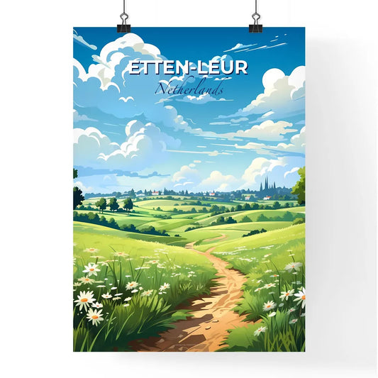 Etten-Leur, Netherlands, A Poster of a landscape with a path and trees and a blue sky with clouds Default Title