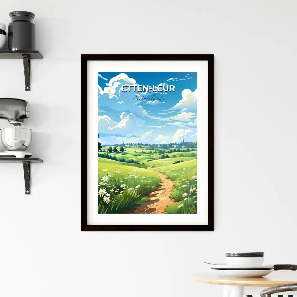 Etten-Leur, Netherlands, A Poster of a landscape with a path and trees and a blue sky with clouds Default Title