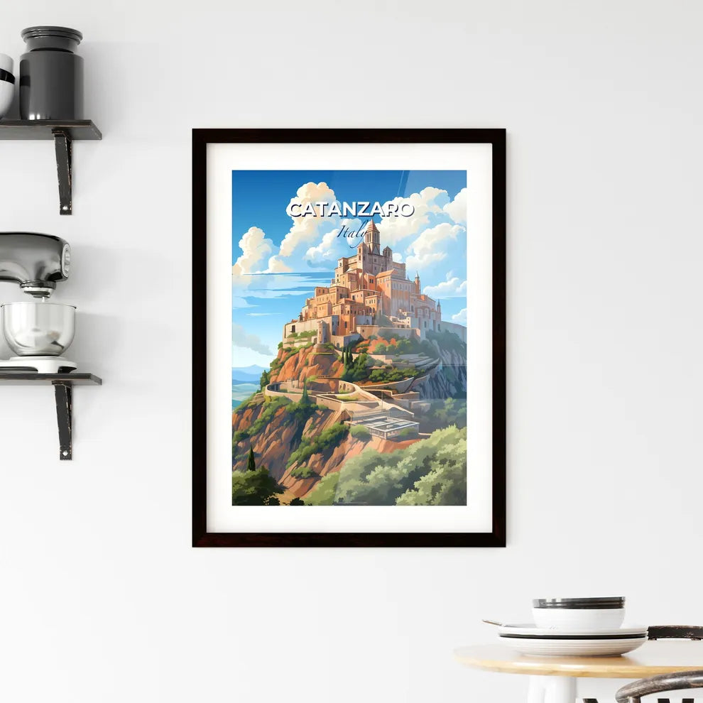 Catanzaro, Italy, A Poster of a painting of a castle on a mountain Default Title