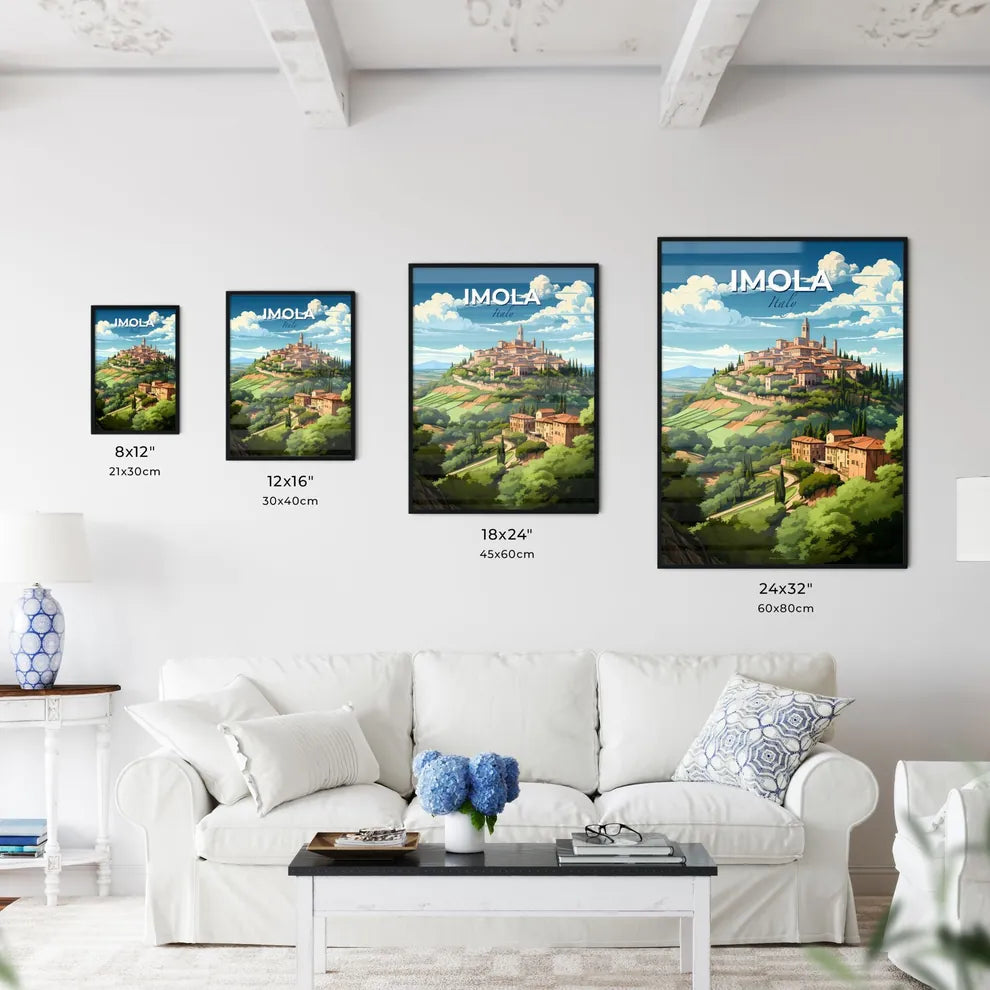 Imola, Italy, A Poster of a landscape of a town on a hill Default Title