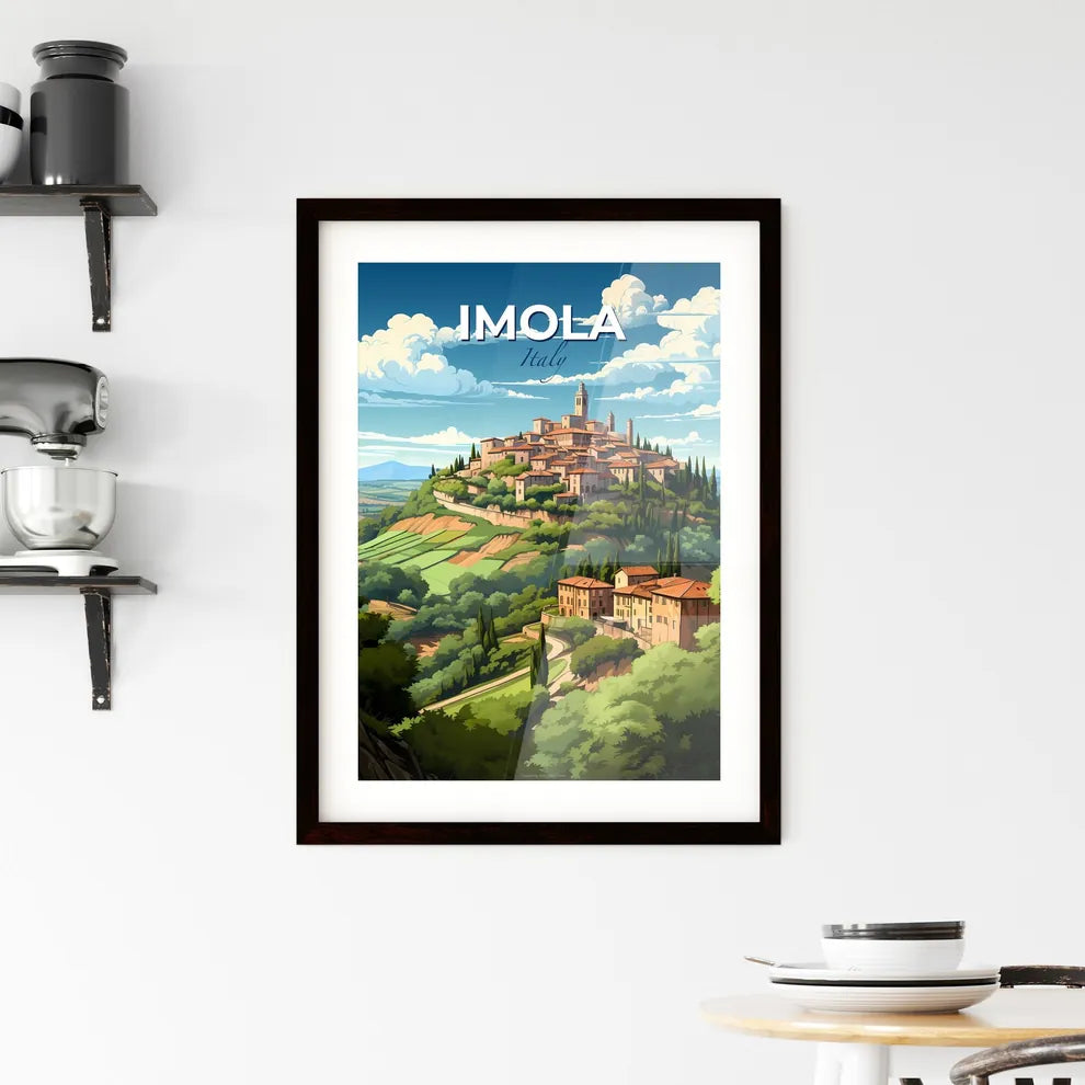 Imola, Italy, A Poster of a landscape of a town on a hill Default Title