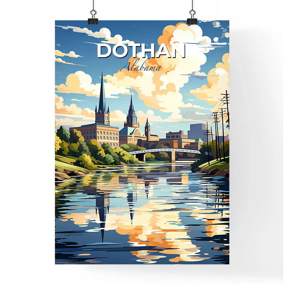Dothan, Alabama, A Poster of a painting of a city with a bridge and trees Default Title