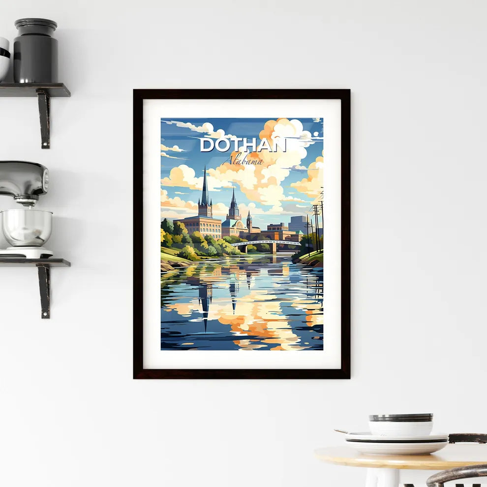 Dothan, Alabama, A Poster of a painting of a city with a bridge and trees Default Title