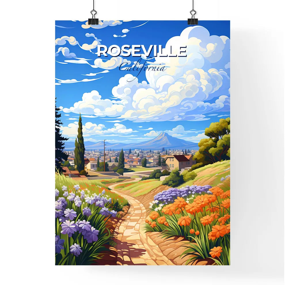 Roseville, California, A Poster of a landscape with a path and flowers Default Title