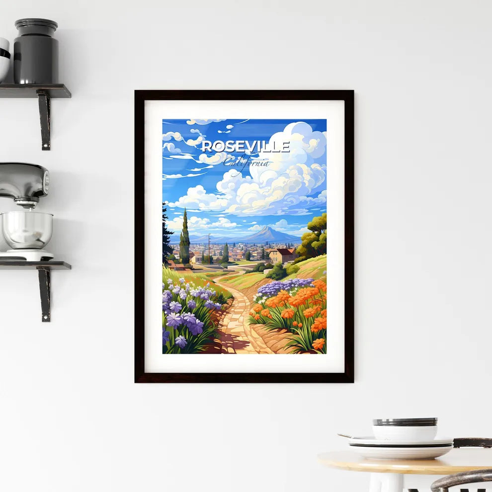 Roseville, California, A Poster of a landscape with a path and flowers Default Title