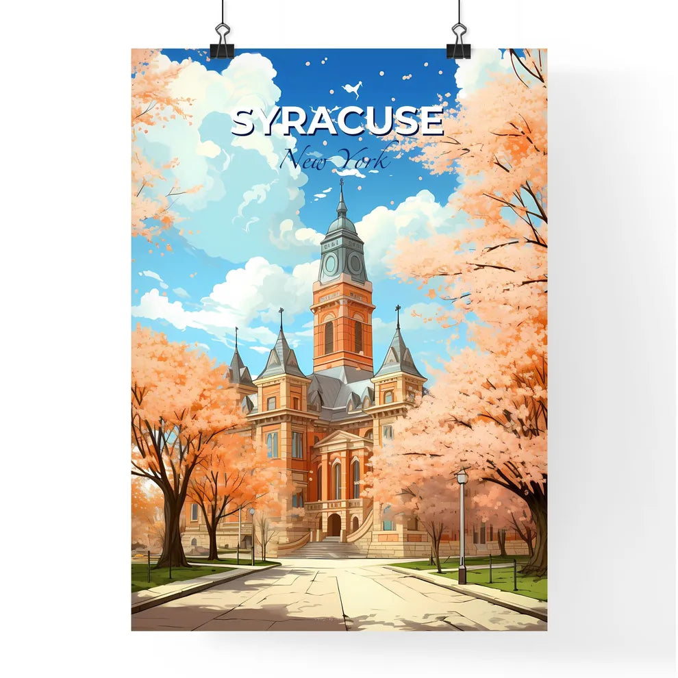 Syracuse, New York, A Poster of a building with a tower and trees in front of it Default Title