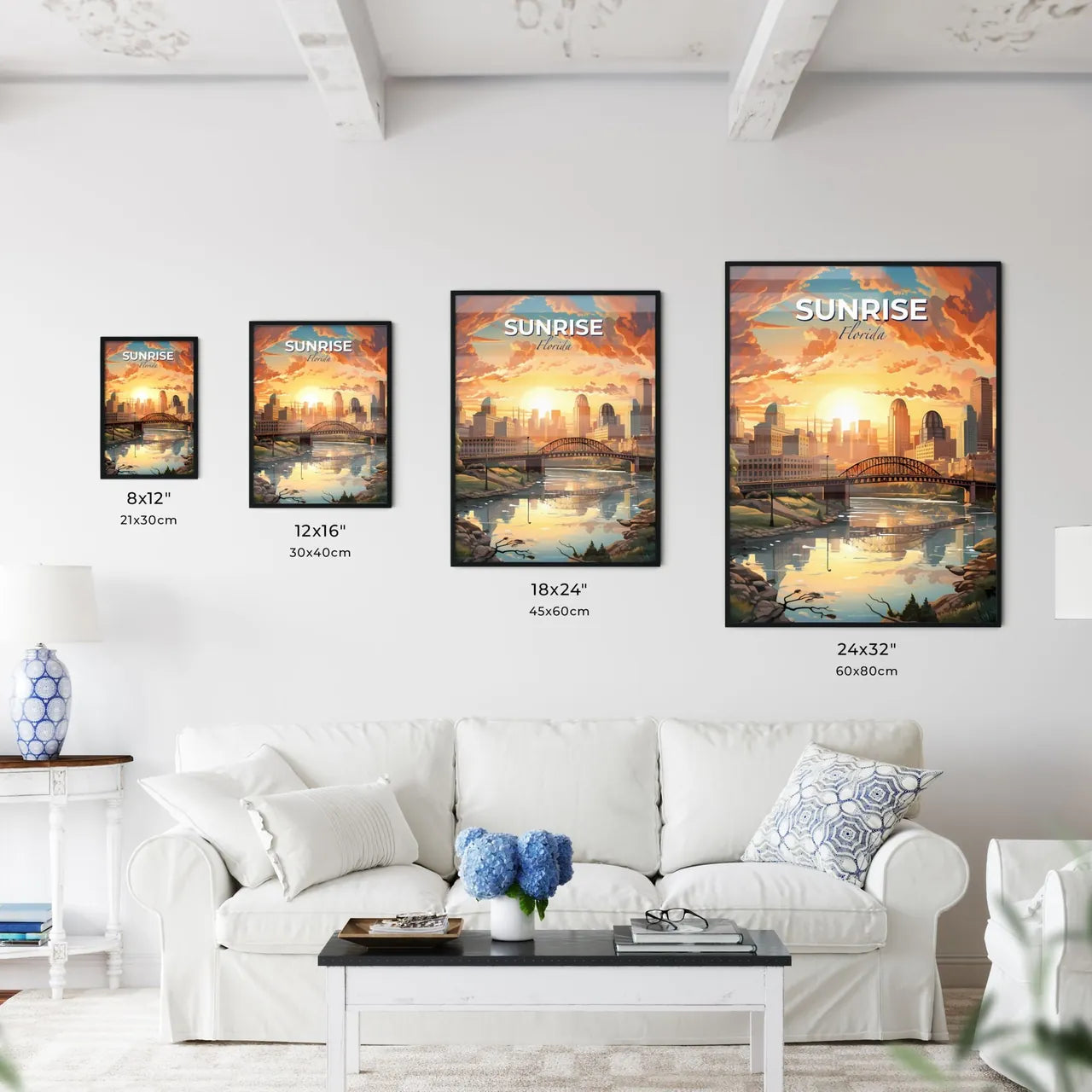 Sunrise, Florida, A Poster of a bridge over a river with a city in the background Default Title