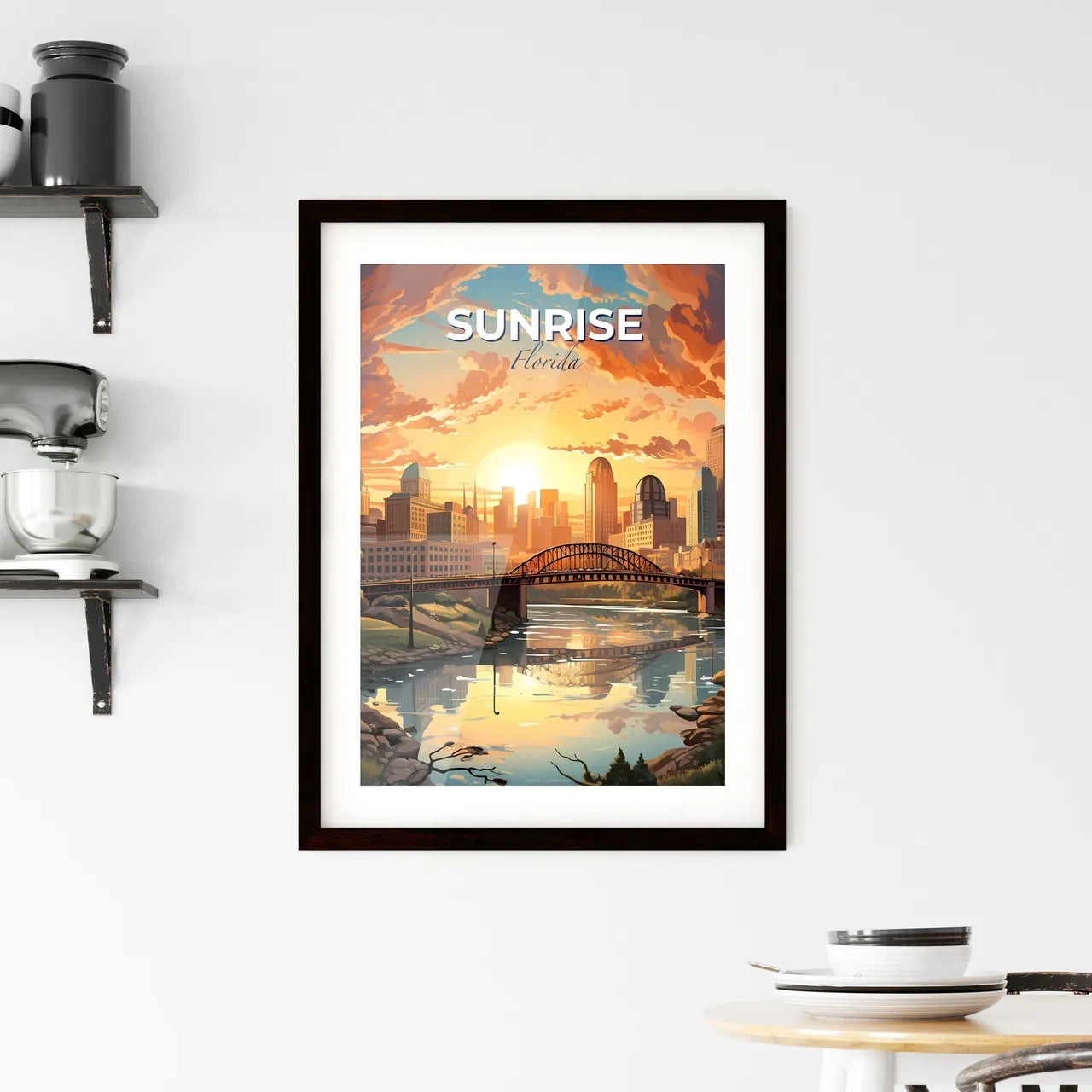 Sunrise, Florida, A Poster of a bridge over a river with a city in the background Default Title