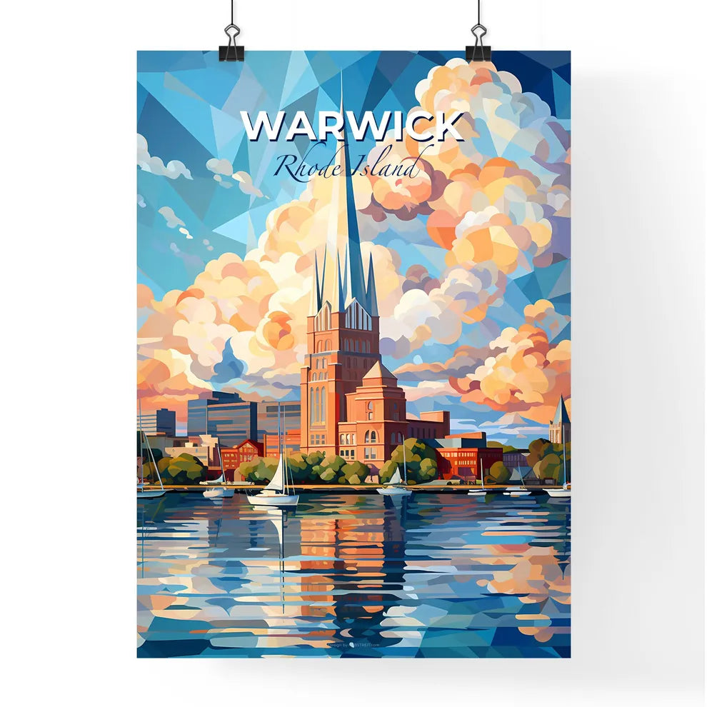 Warwick, Rhode Island, A Poster of a painting of a building with a tall spire and sailboats on the water Default Title