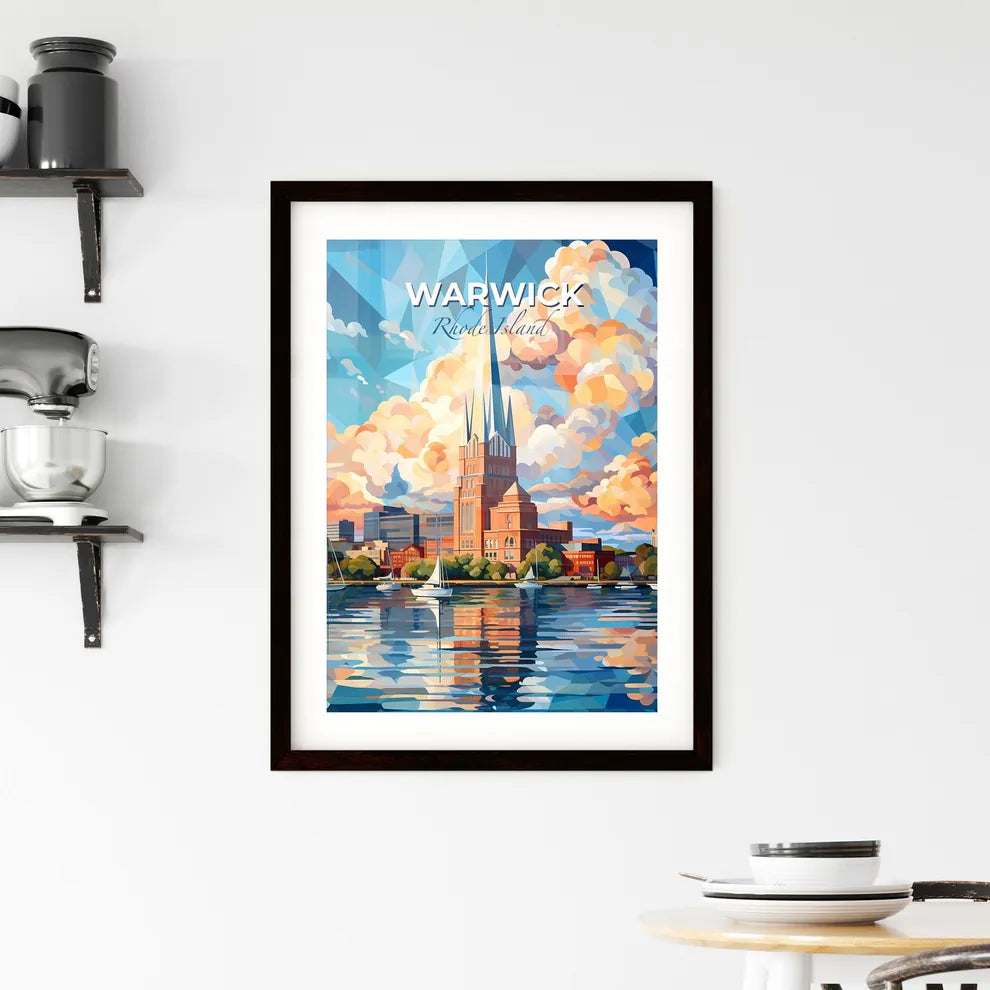 Warwick, Rhode Island, A Poster of a painting of a building with a tall spire and sailboats on the water Default Title