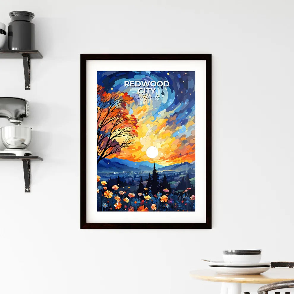 Redwood City, California, A Poster of a colorful landscape with trees and flowers Default Title